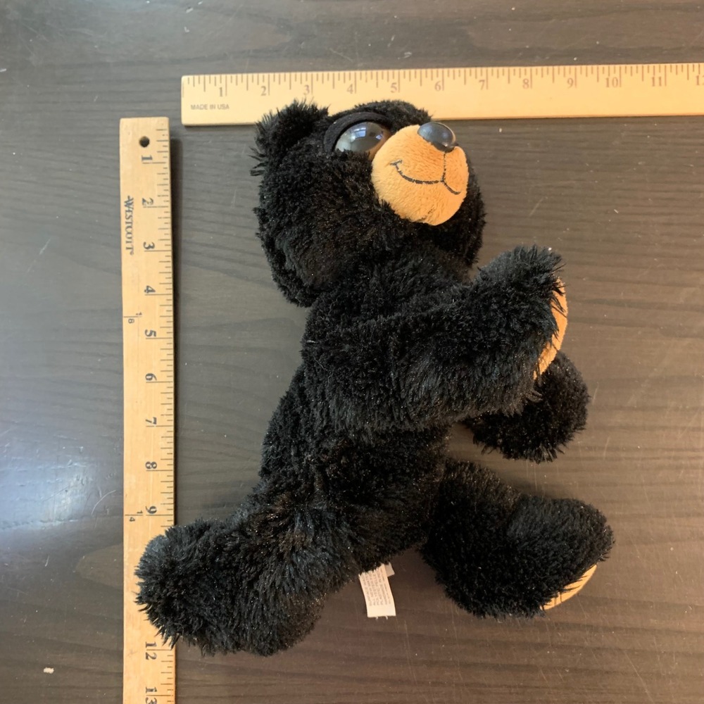 Aurora World Black Bear Plush Stuffed Animal Large Eyes Soft Toy Handmade 10in